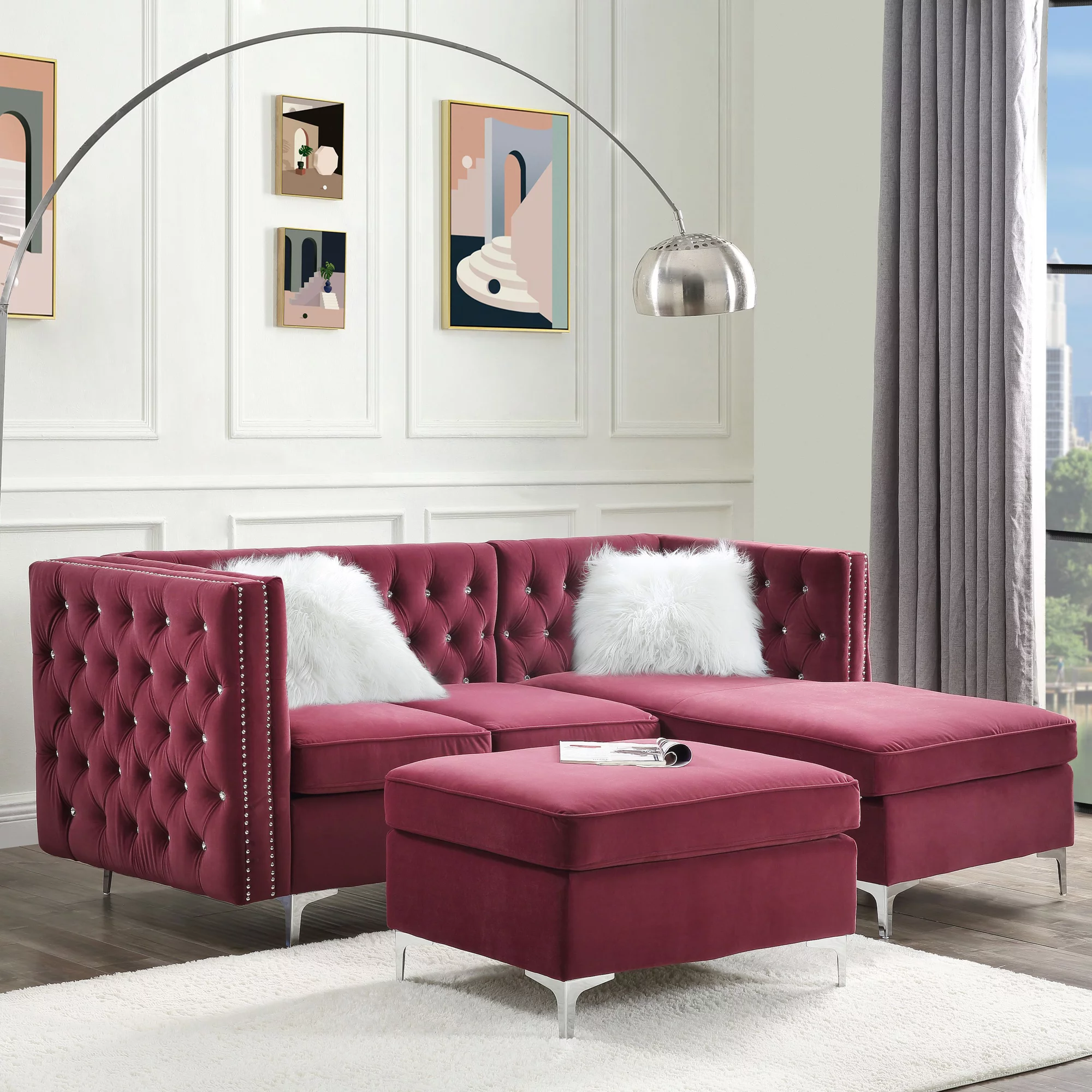 ACME Jaszira Left Facing and Right Facing Arms Modular in Burgundy