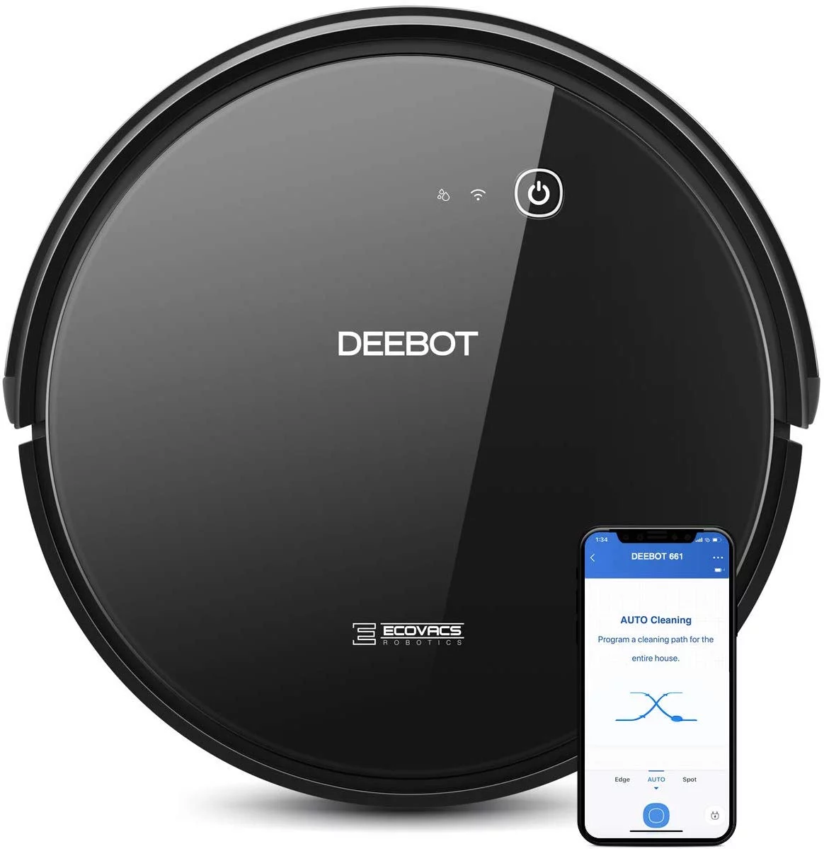ECOVACS DEEBOT 661 Robot Vacuum Cleaner and Mop, 110 Minute Battery Life