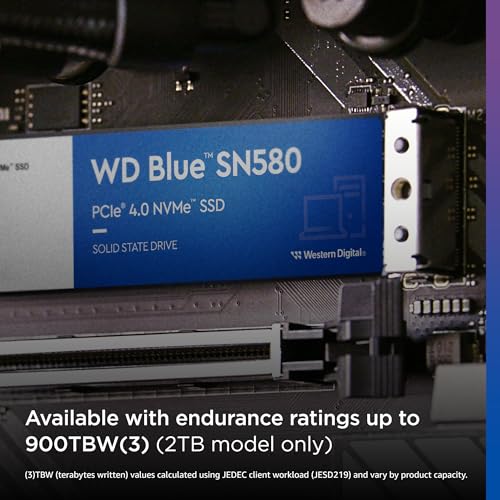 Western Digital 4TB WD Blue SN5000 NVMe Internal Solid State Drive SSD - PCIe Gen 4.0, M.2 2280, Up to 5,500 MB/s - WDS400T4B0E