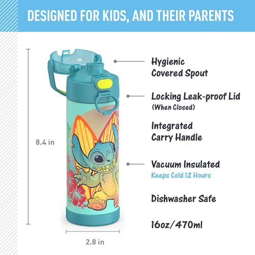 THERMOS FUNTAINER 16 Ounce Stainless Steel Vacuum Insulated Bottle with Wide Spout Lid, Apricot