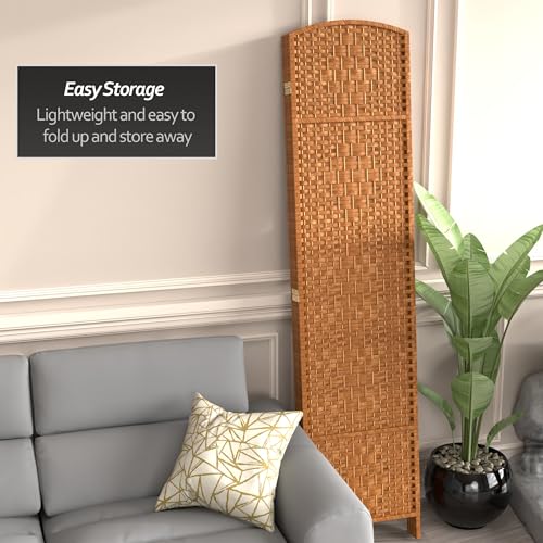 Red Lantern 7 ft. Tall Diamond Weave Dark Beige-6 Panels Room Divider