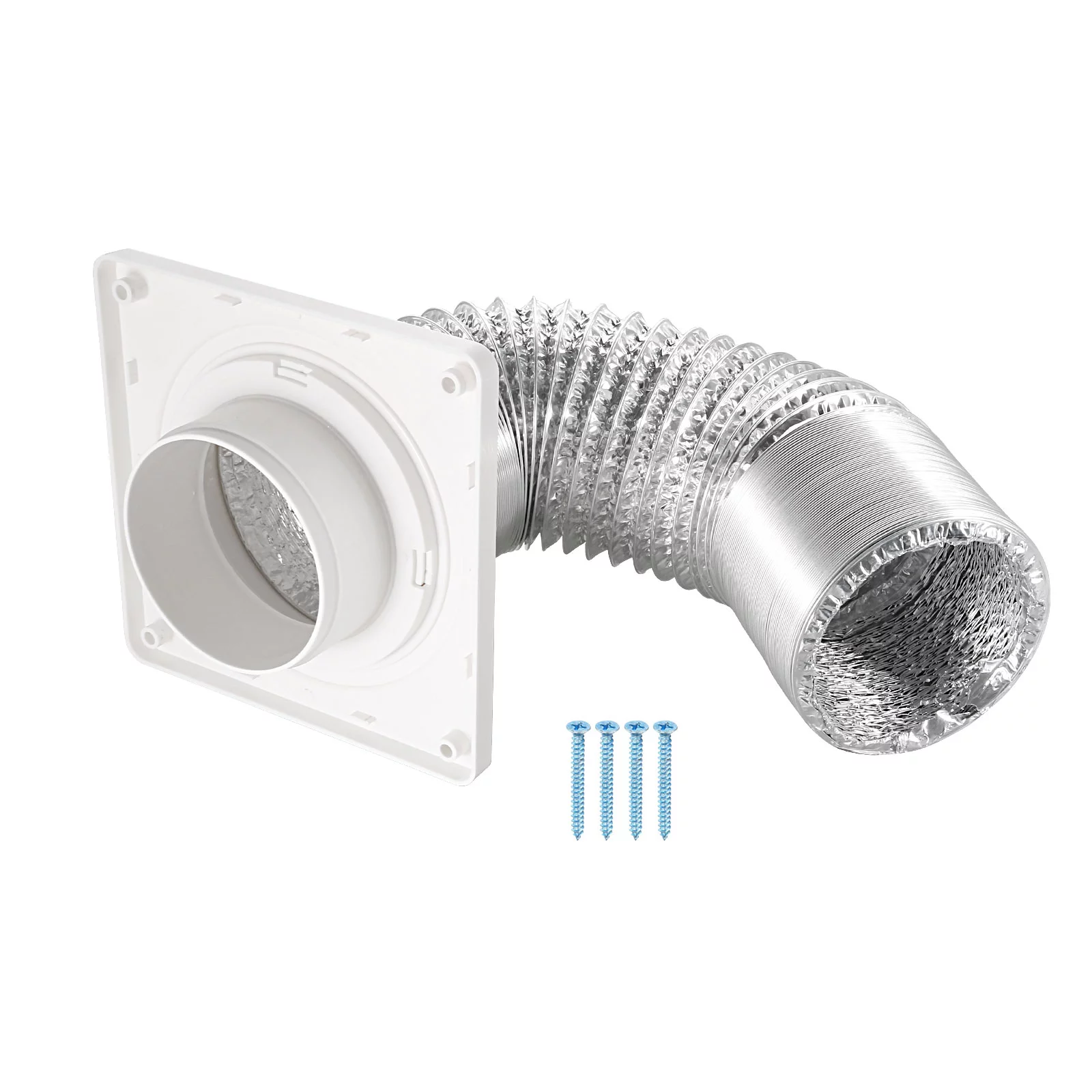Uxcell 4 Inch Dryer Vent Wall Plate Adapter Ventilation Duct Flange with Hose White