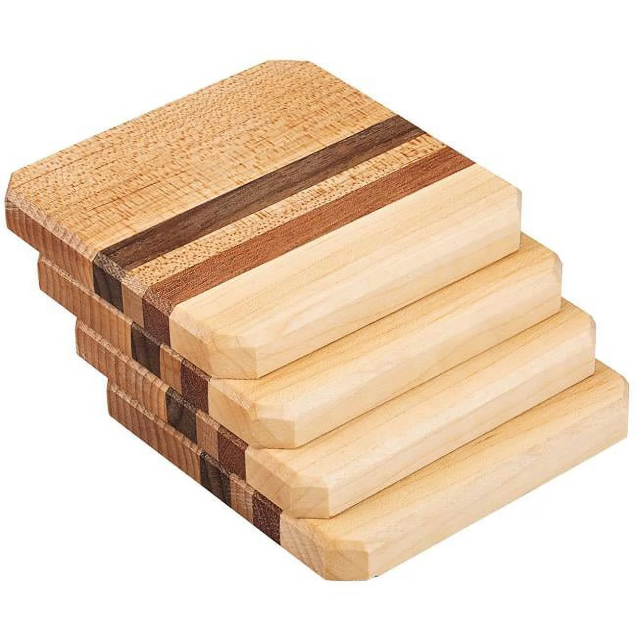 A & E Millwork AEM-5009 Maple, Walnut & Mahogany Wood Coasters End Grain - Set of 4