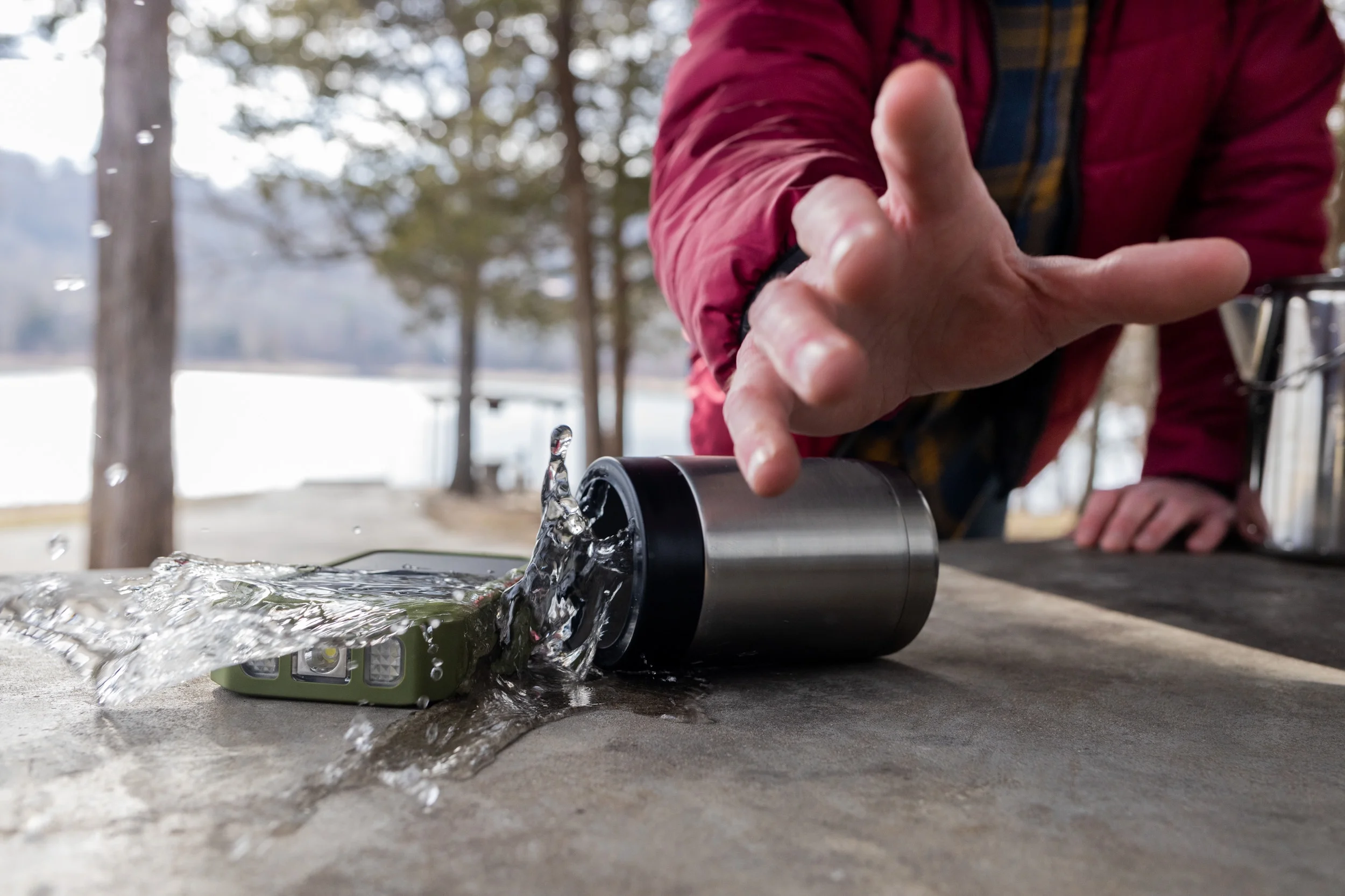 Swiss Tech 20000 mAh Wireless Power Bank with Flashlight and Charging Pad, IP54 Weatherproof