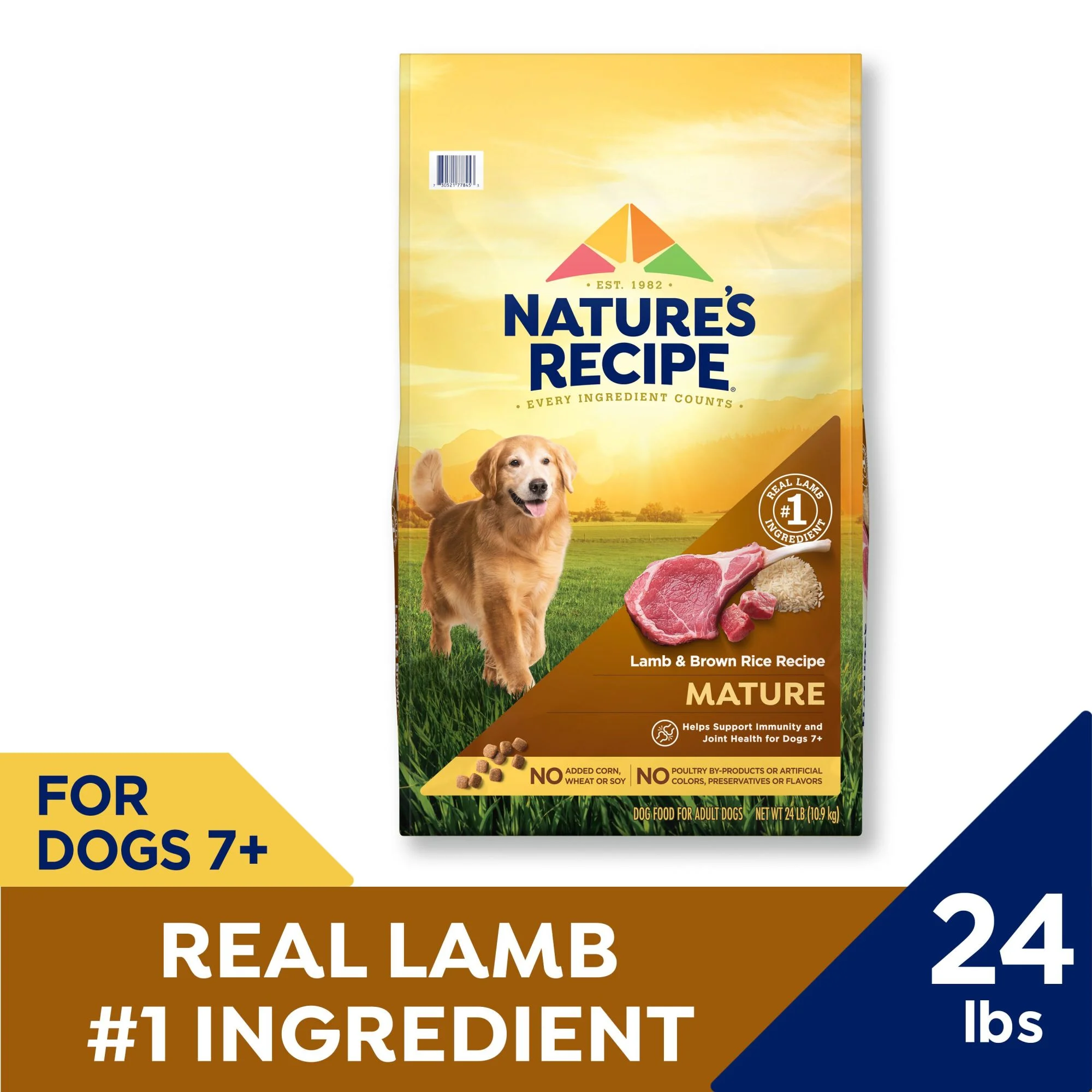 Nature’s Recipe Mature Lamb and Rice Recipe, Dry Dog Food,24lb Bag