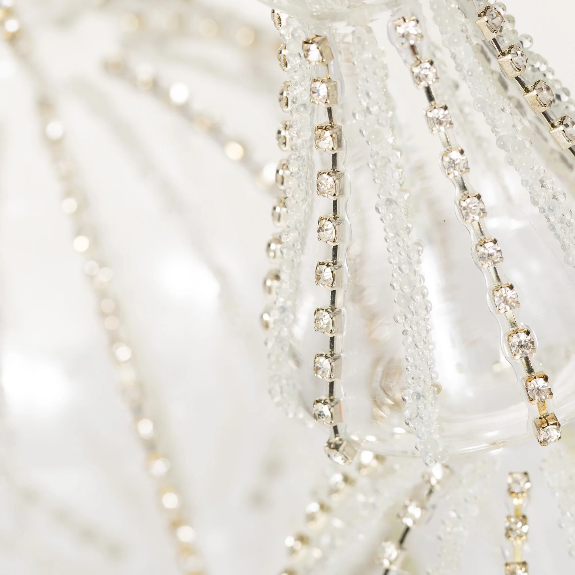 Hand-Beaded Glass Finial Clear 22