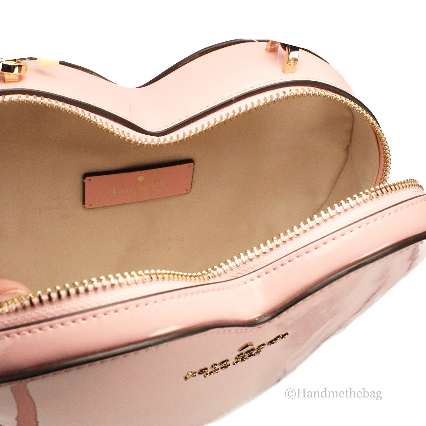 Kate Spade Love Shack Tea Rose Patent Leather Top Handle Heart Crossbody Bag
