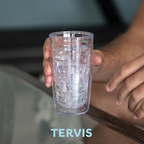 Tervis Crystal Clear Tabletop Made in USA Double Walled Insulated Tumbler Travel Cup Keeps Drinks Cold & Hot, 16oz - 4pk, Classic