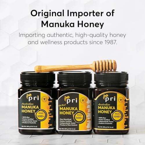 PRI Manuka Honey, MGO 300+, 1.1LB Australian Raw Manuka Honey (500g)