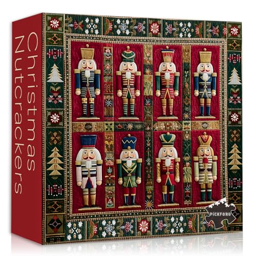 Christmas Puzzles 1000 Pieces, Christmas Nutcrackers Jigsaw Puzzle, Xmas Winter Holiday Puzzle Challenge for Adults