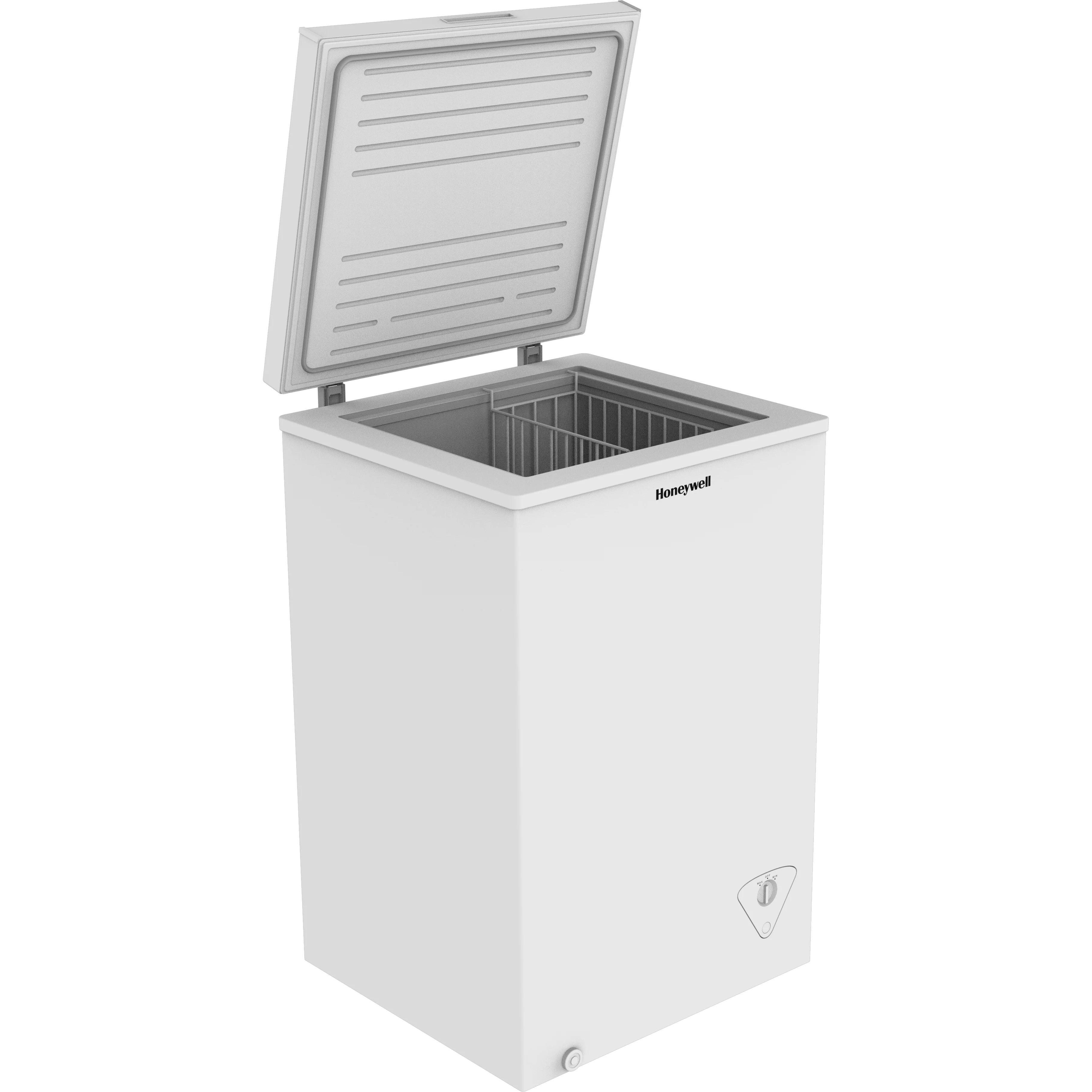 Honeywell 3.5 Cu Ft Chest Freezer with Removable Storage Basket, Adjustable Temperature Control, for Garage, Office, Dorm, or Apartment, White