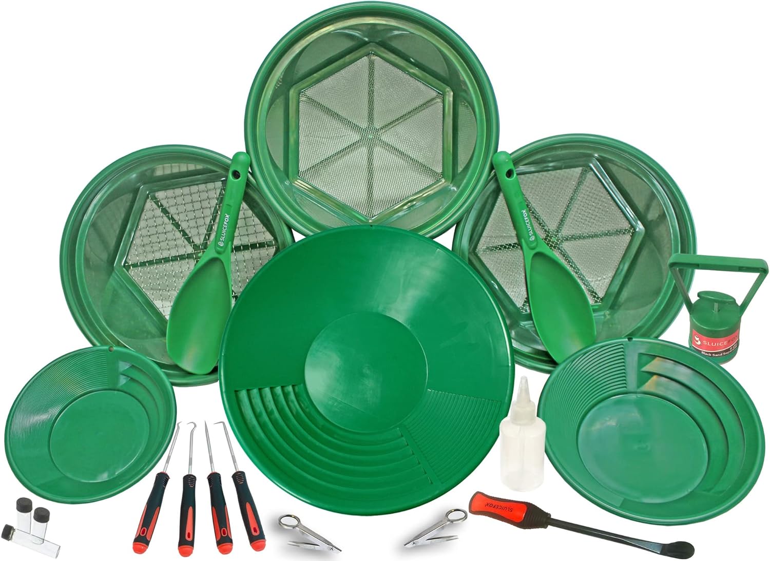 Sluice Fox Deluxe Gold Panning Kit | Classifiers| Pans | Tweezers | Vials