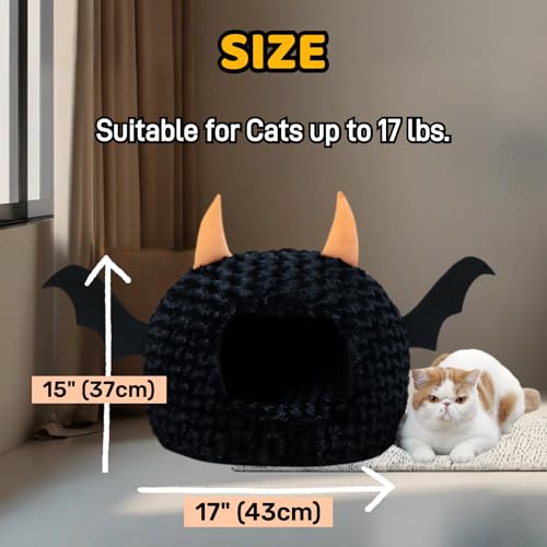 Funny Cat Bed Halloween Large Cat Cave Nest Warm Cute Kitten Bed Mattress Cartoon Ultra Soft Plush Removable Cushion
