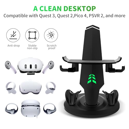 G-STORY Charging Dock for Meta Quest 3 Headset Controllers, VR Charging Station for Meta Quest 2 Fast Charging Meta Quest Pro Accessories with LED Lights