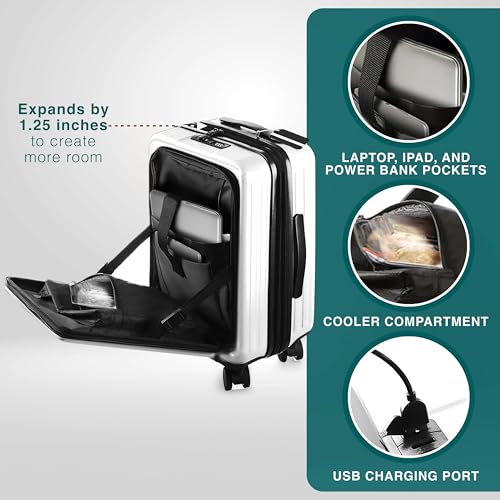 22 Inch Carry On Luggage 22x14x9 Airline Approved, Carry On Suitcase with Wheels, Hard-shell Carry-on Luggage, Durable Luggage Carry-On, Black Small Suitcase with Cosmetic Case