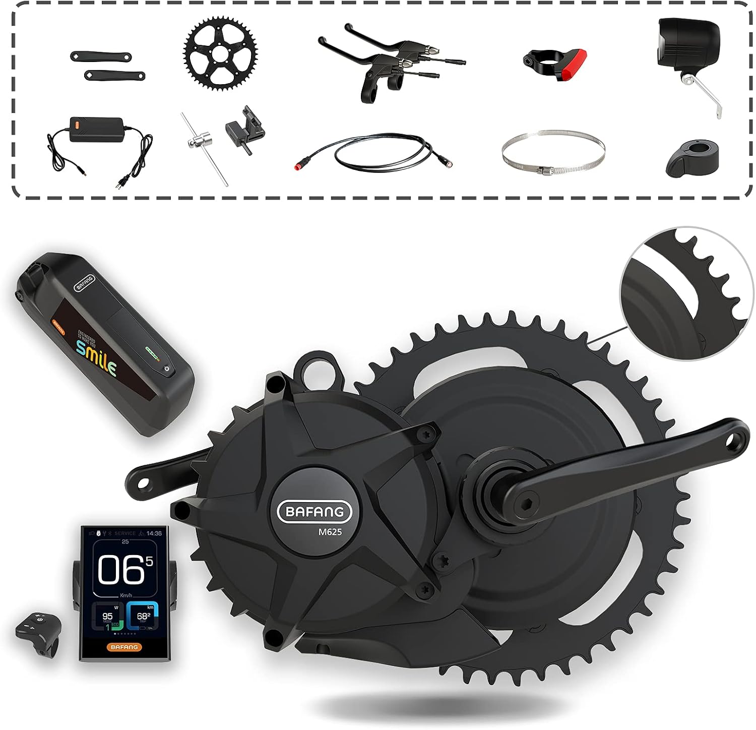Bafang Mid Drive Motor M625 M325, Newest 50.4V 500W 750W 1000W Electric Bike Conversion Kit with 19.6Ah Battery & DPC181.CAN Bluetooth Display, DIY eBike Kits for Mountain Road Bicycle Commuter Bike