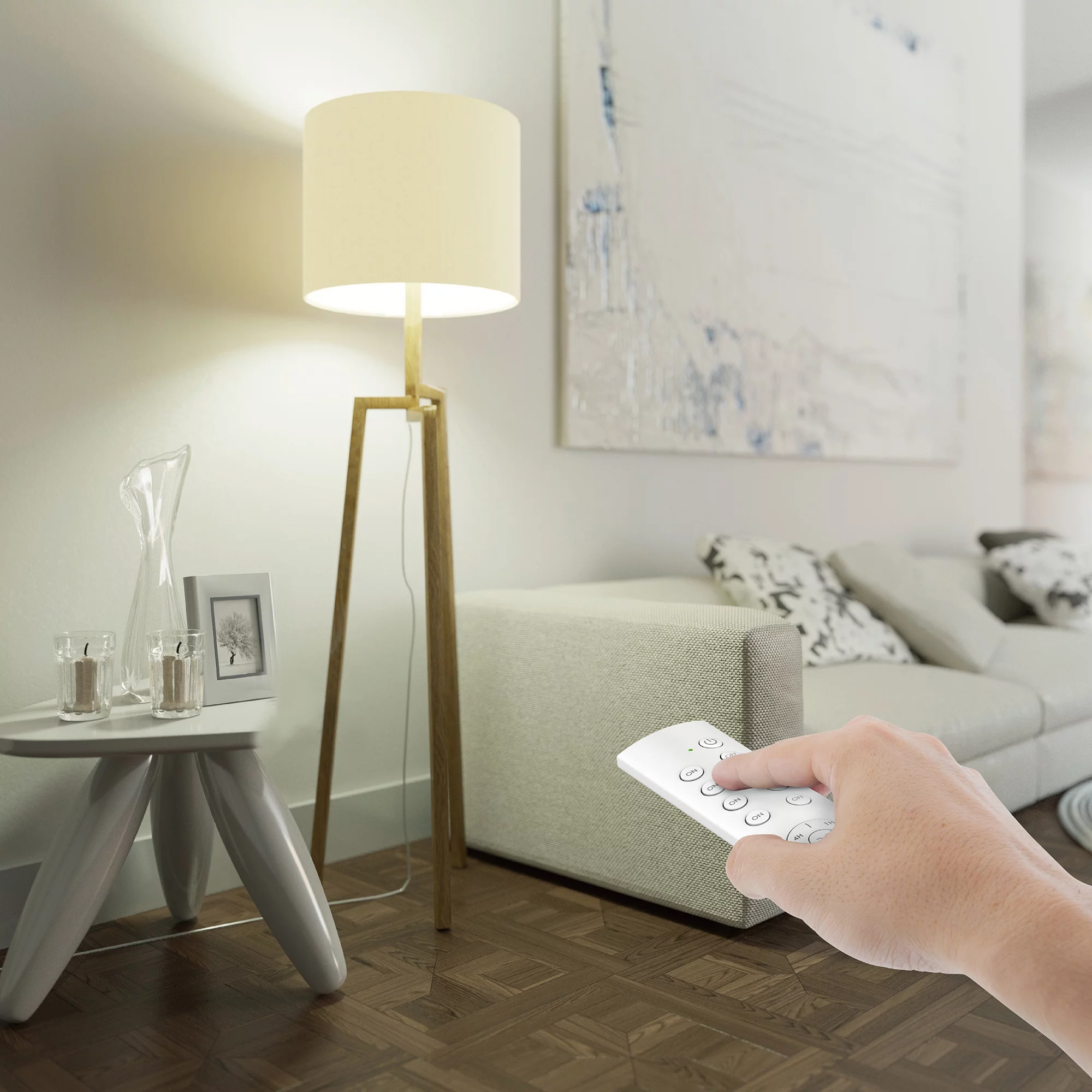 Link2Home Wireless Remote Control Outlet Light Switch, Countdown Timer and Random Function, 100 ft range, Compact Side Plug. Switch ON/OFF Household Appliances.