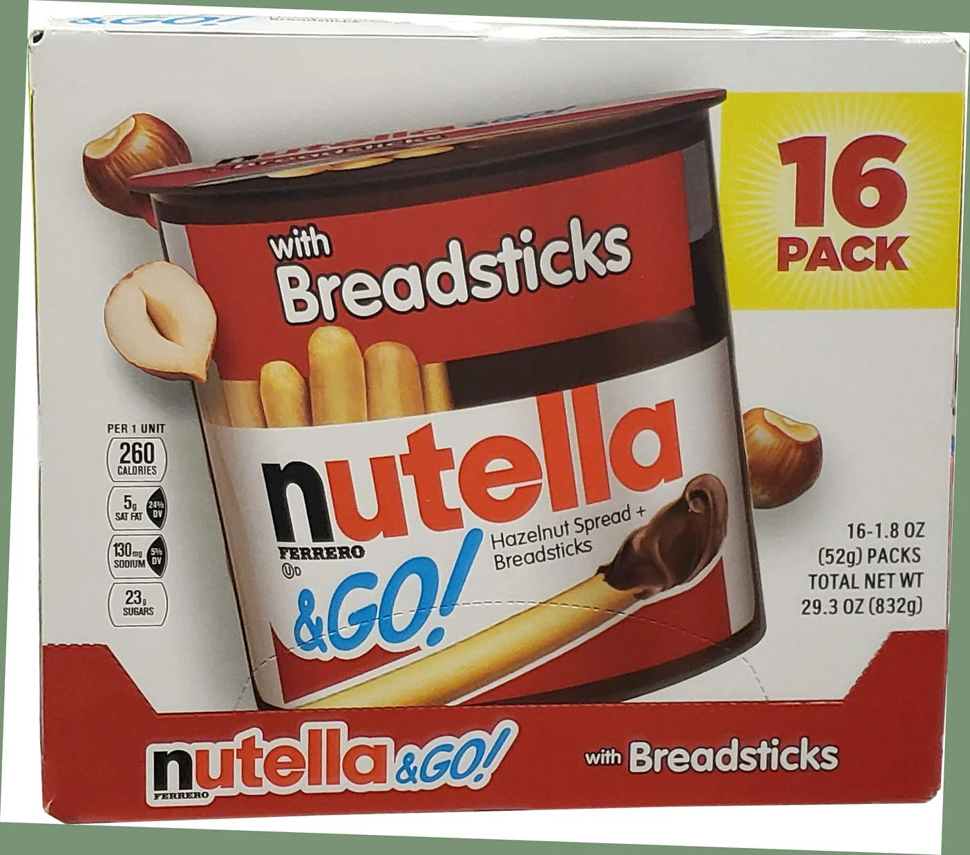 Nutella And Go Spread With Breadsticks, 1.8 Ounce (Pack Of 16)