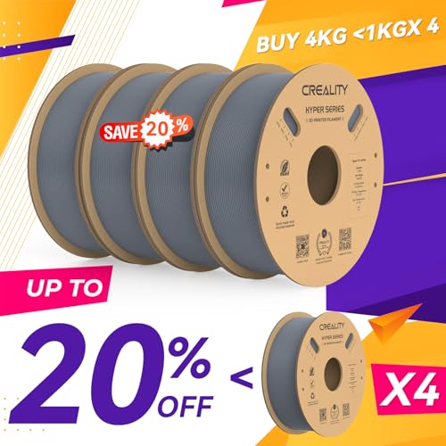 Creality Hyper PLA Filament 1.75mm, 30-600mm/s High Speed 3D Printer Filament, Dimensional Accuracy +/-0.02mm, Fit Most FDM 3D Printers, 4 Pack 1kg Spool(2.2lbs), Black & White