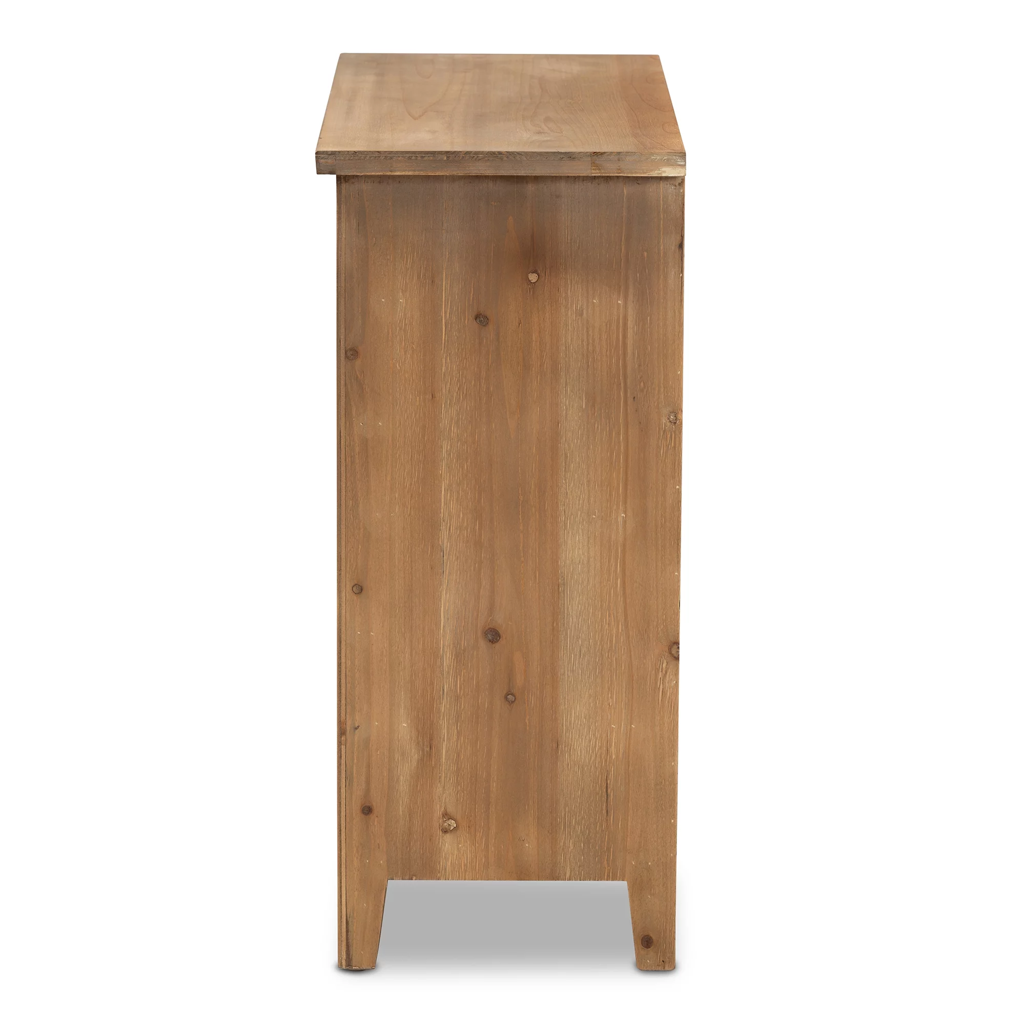 Baxton Studio Clement Rustic Transitional Medium Oak Finished 3-Drawer Wood Spindle Chest