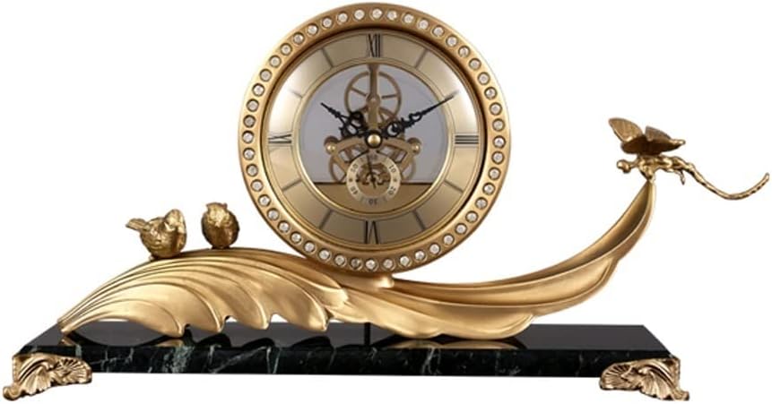 Alarm Clocks Modern Light Luxury Brass Desk Clock Living Room Desktop Silent Clock Old-Fashioned Creative Ornaments Desktop Clocks and Watches Room Accessories