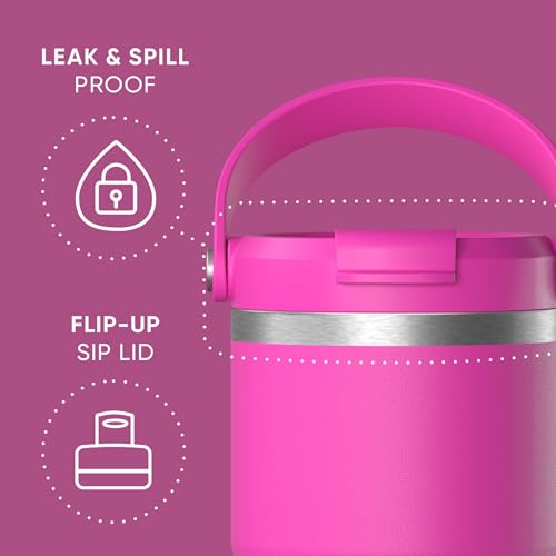 Hydrapeak Nomad 24 oz Tumbler with Handle and Straw Lid, Leakproof, Double Insulated, 24oz Cup Stainless Steel (Blush)