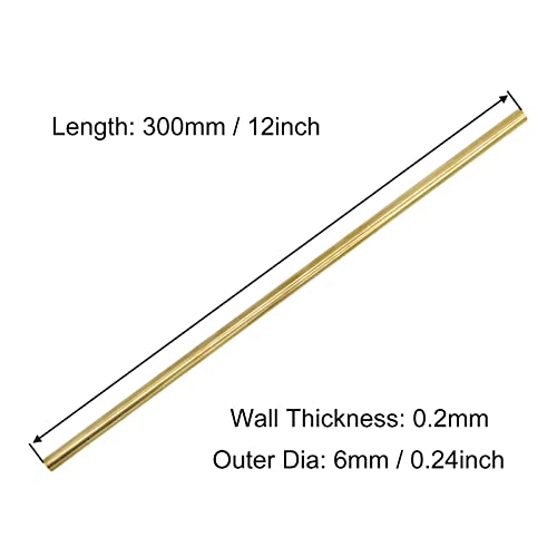 VictorsHome Brass Round Tube, 0.2mm Wall Thickness 300mm Length Metal Seamless Straight Pipe Tubing for DIY Crafts Model 3pcs