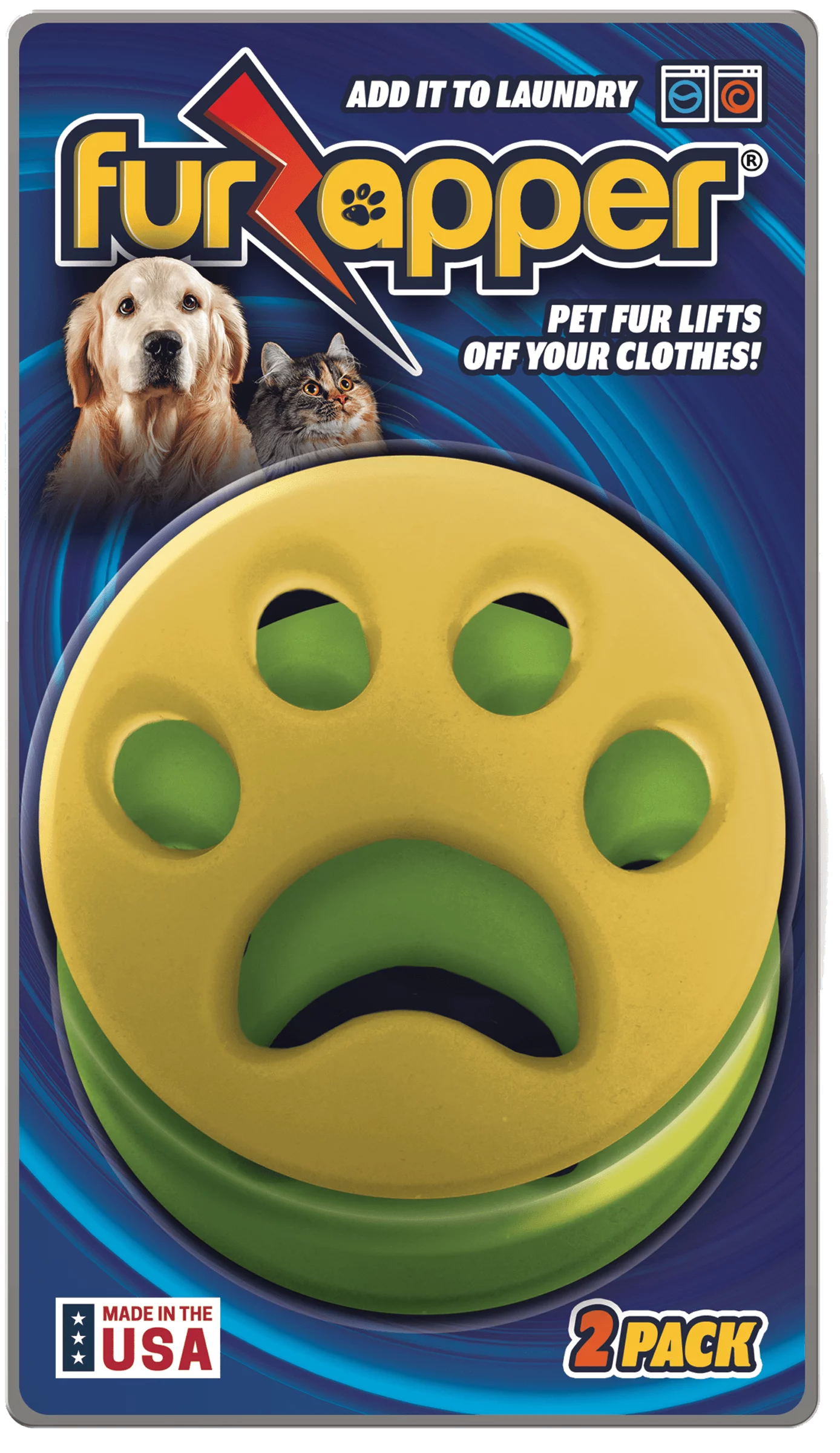 (2 pack) FurZapper Yellow Lint Remover, 2 Count