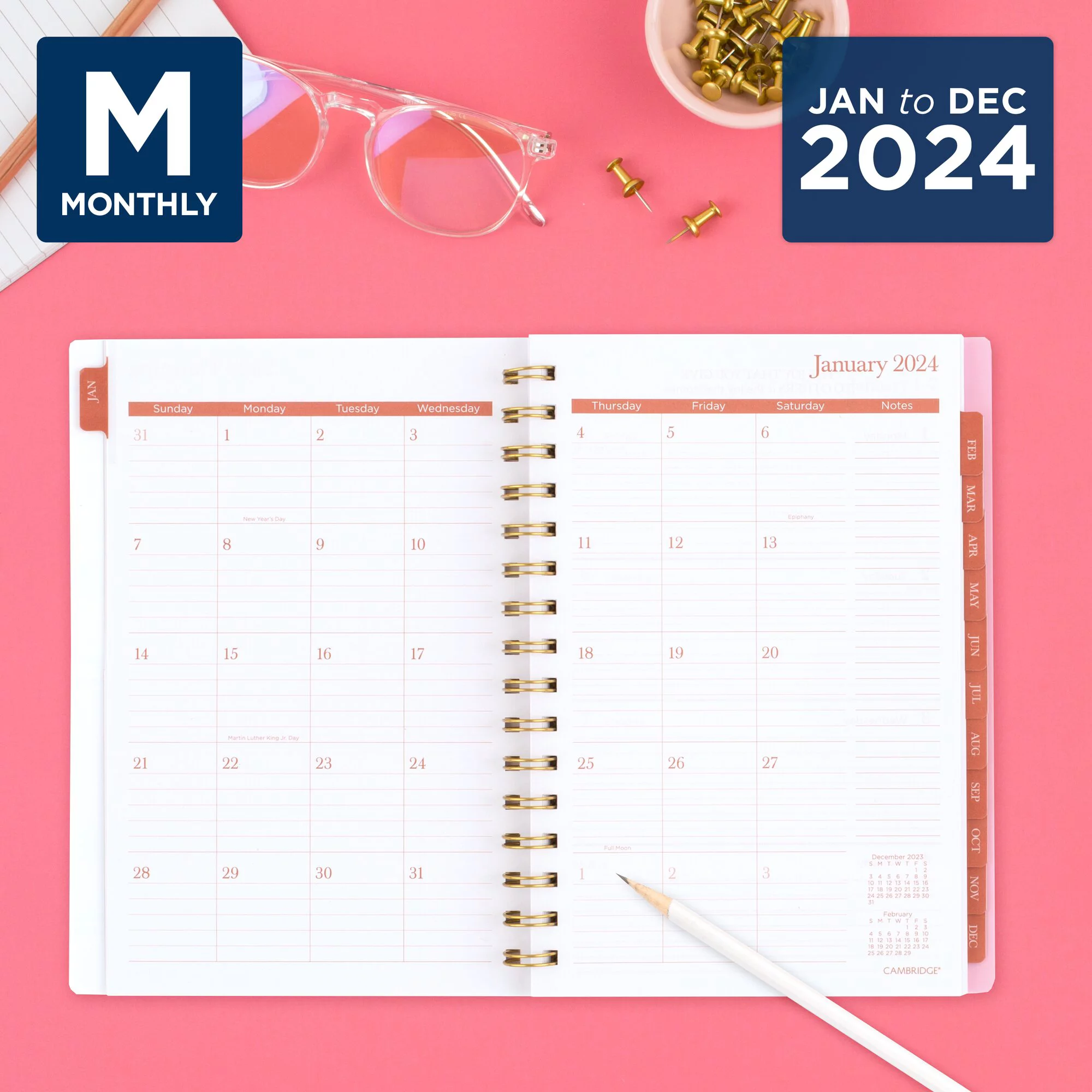 Cambridge Cher 2024 Weekly Monthly Planner Small 5 12 x 8 12 - Planners