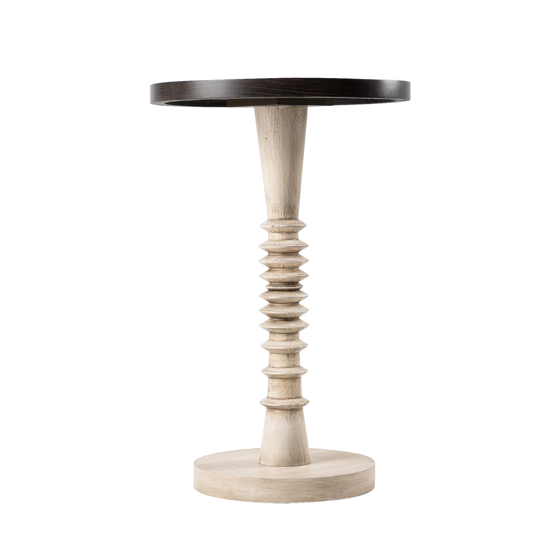 COZAYH Pedestal Small Drinking Table, Farmhouse Tray Top End Table, Distressed Finish, Black Top on Aging White Frame