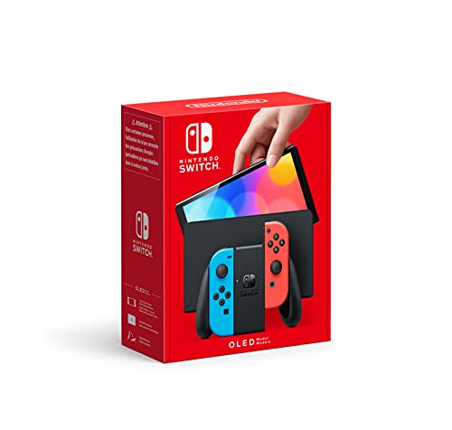 Nintendo Switch (OLED Model) - Neon Blue/Neon Red (Renewed)