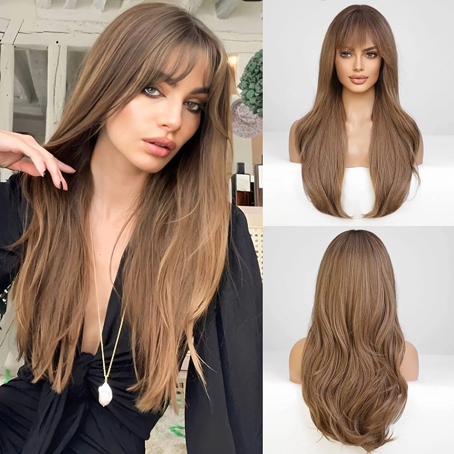 Long Wavy Wigs for Women,Synthetic Hair Wig for Daily A11