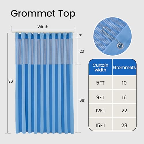 Inherent Flame Retardant Hospital Curtains Room Divider, Basement Divider,Grommet Privacy Medical Clinic Curtains(1 Panel, 9x8FT,Dark Blue)