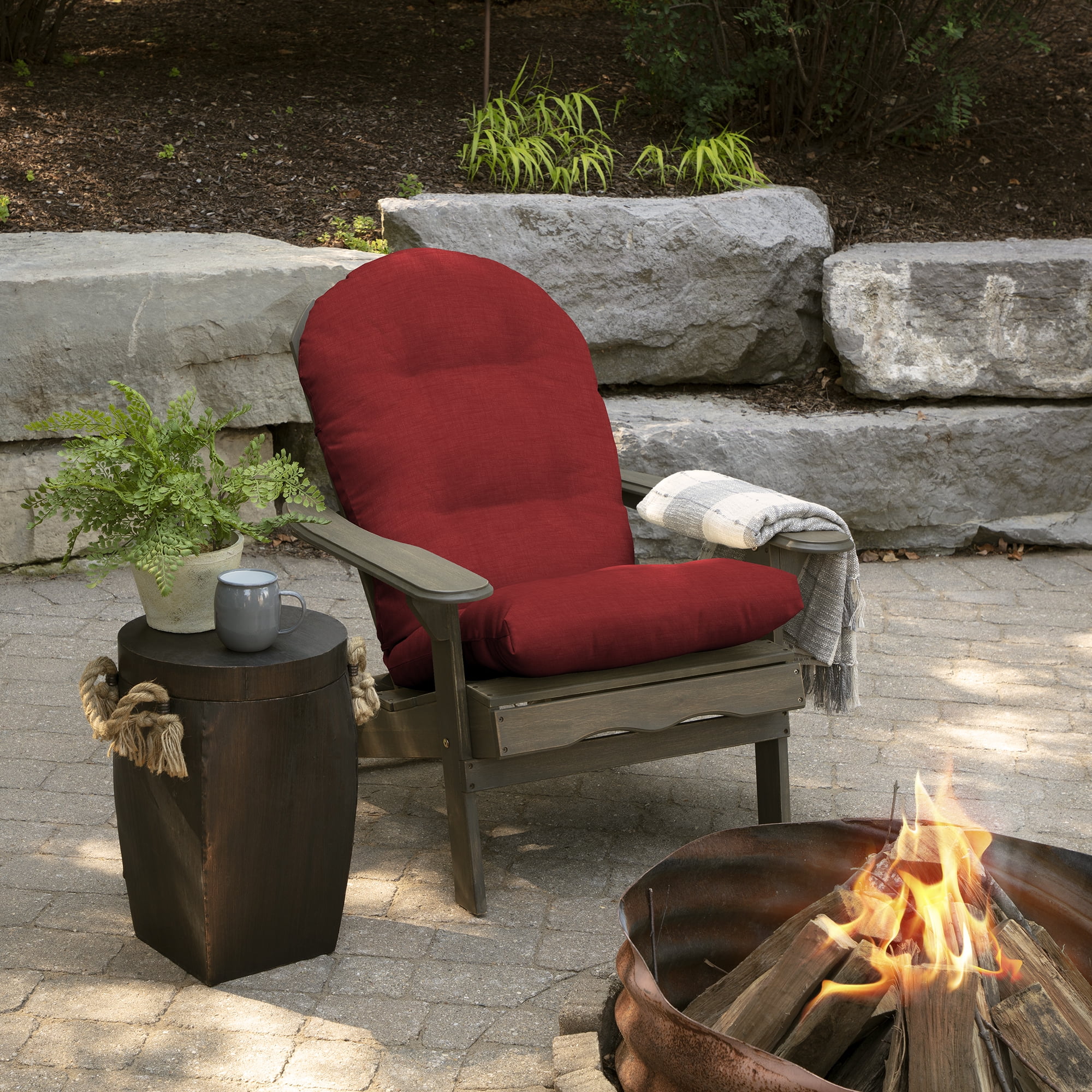 Arden Selections Outdoor Plush Modern Tufted Adirondack Cushion Set of 2 , Ruby Red Leala