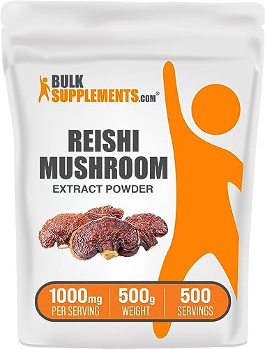 BulkSupplements.com Reishi Mushroom Extract Powder - Ganoderma Lucidum, Reishi Mushroom Supplement - Reishi Mushroom Powder, Gluten Free, 1000mg per Serving, 500g (1.1 lbs) (Pack of 1)