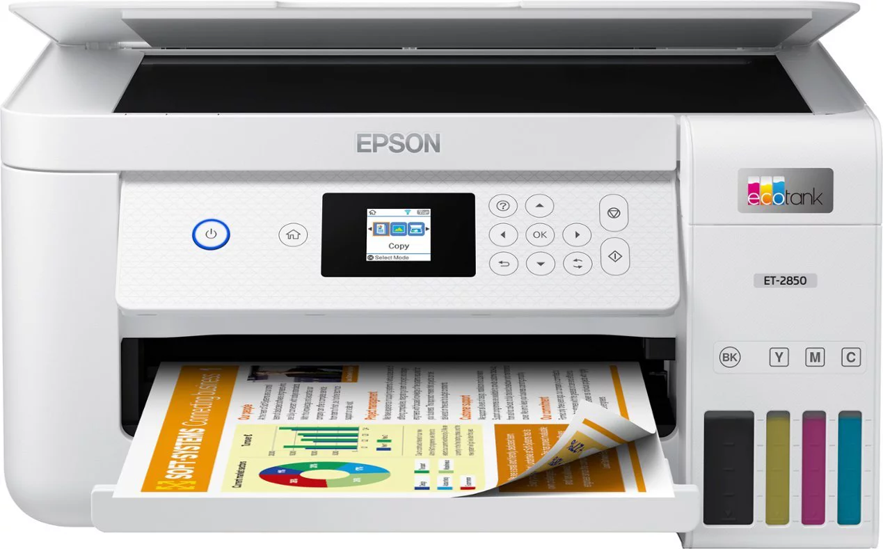 Epson EcoTank ET-2850 All-in-One Supertank Inkjet Printer - White (C11CJ63202)