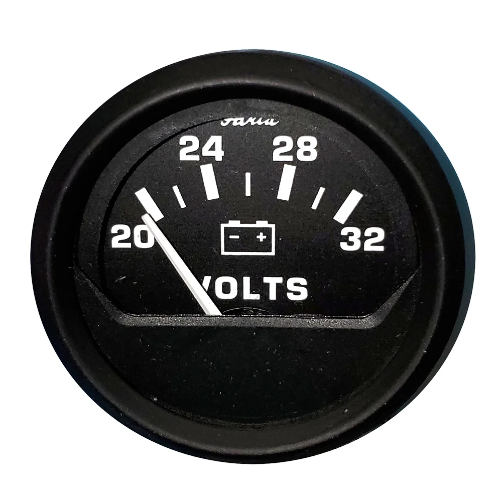 Faria Beede Instruments 12860 2 in. Aluminum Bezel In-Dash Mount Voltmeter, Euro Black - 20-30V