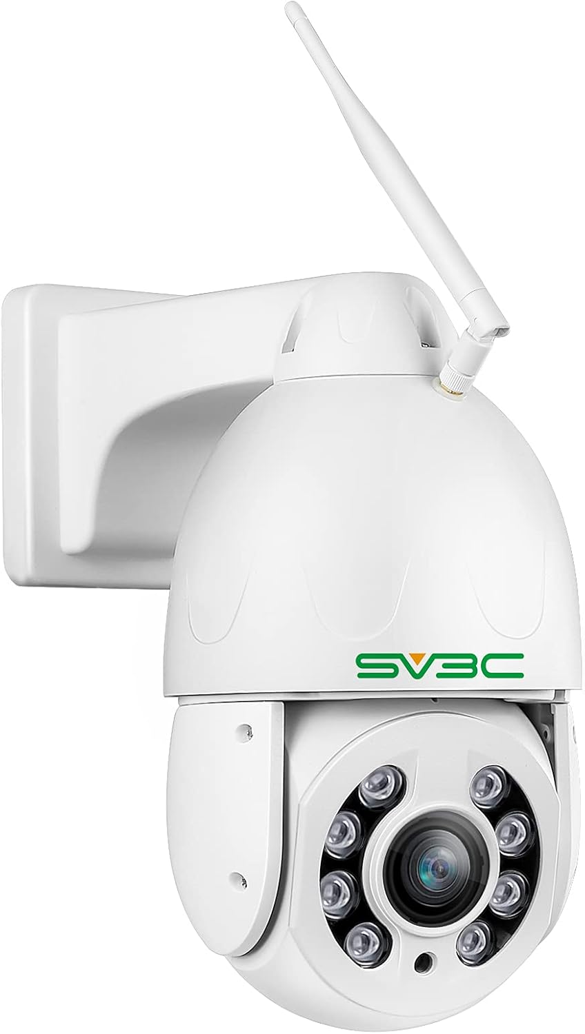 New Motion Track PTZ WiFi Wireless Camera Outdoor, SV3C 5MP Spotlight Color Night Vision Cam, 5X Optical Zoom, 355 Pan& 120 Tilt, IP66, Onvif Conformant, 2-Way Audio, SD Card Video Playback