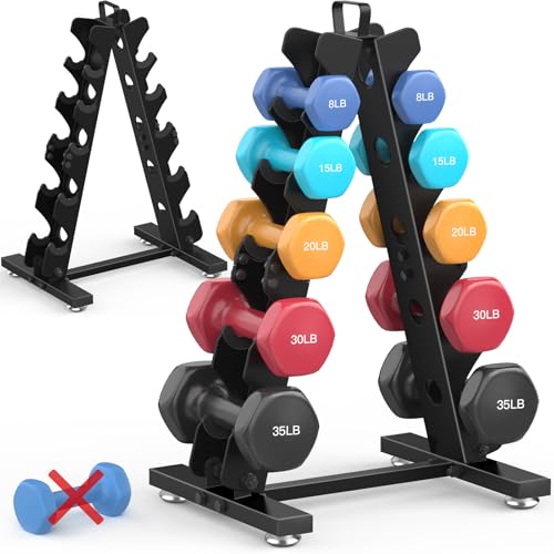 TomCare Dumbbell Rack Stand Only, Weight Rack for Dumbell Set Home Gym Storage Stand for Weights Metal A-Frame Strength Training Dumbbell Holder with Handle (Dumbells not Included)