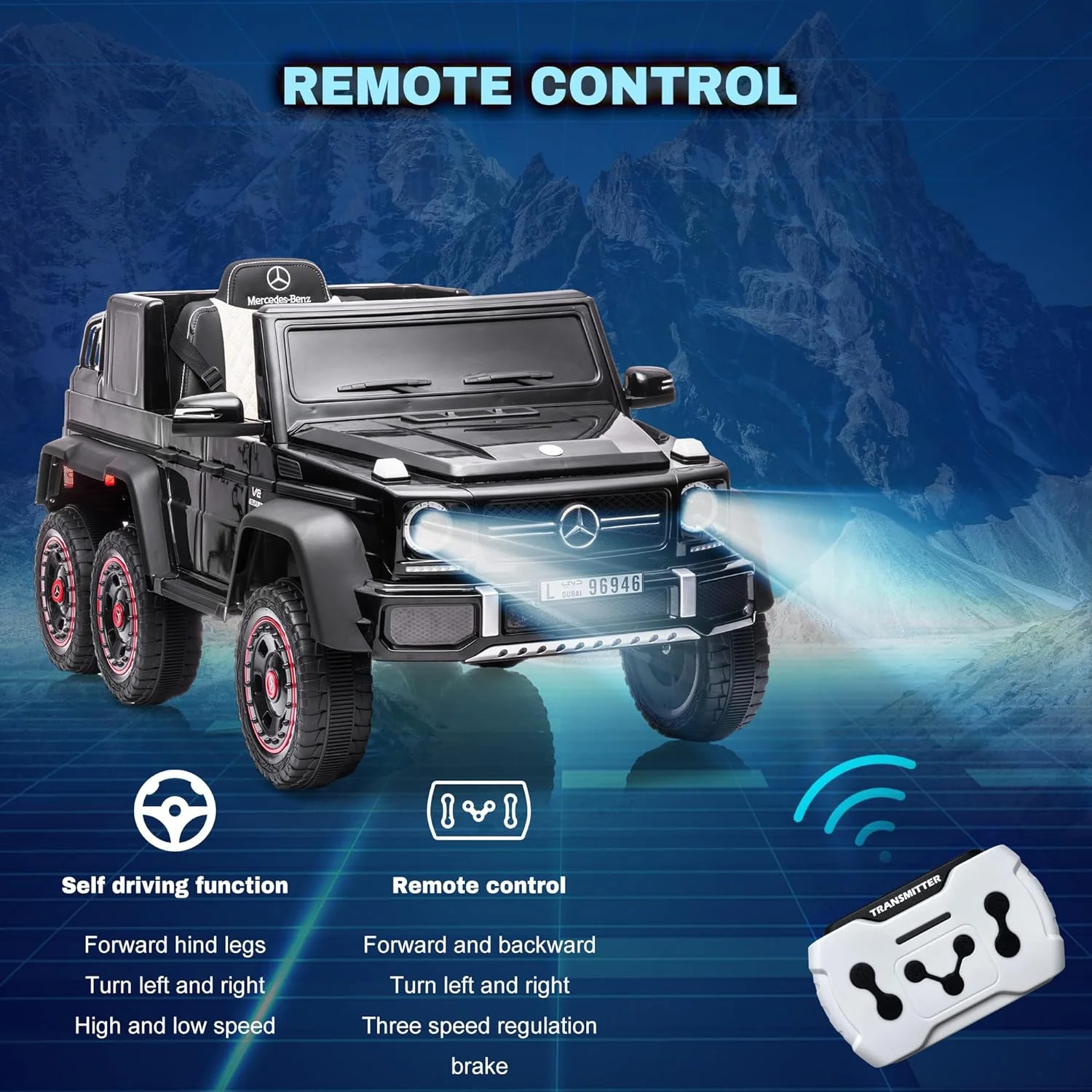 Yiteng Power Toddler Wheels Car, 24V Electric Ride on Kids Car for Toddlers Ages 3-8 Years, 6 Wheels Mercedes-Benz Baby Vhicle with Remote Control Music&Lights, Boys&Girls Birthday Gift (Black)