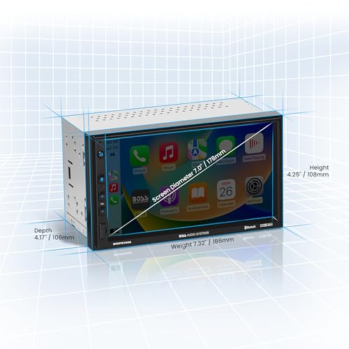BOSS Audio Systems BCP62 Car Stereo - Apple CarPlay, Double Din, 6.2 Inch Capacitive Touchscreen, Bluetooth, No CD DVD Player, AM/FM Radio Receiver, USB