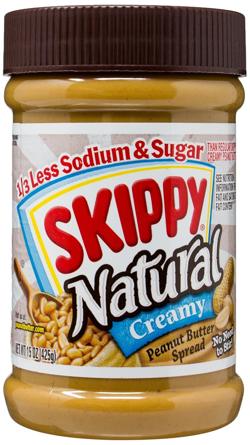 Skippy, Creamy with Less Sodium & Sugar Natural Peanut Butter Spread 15 Ounce