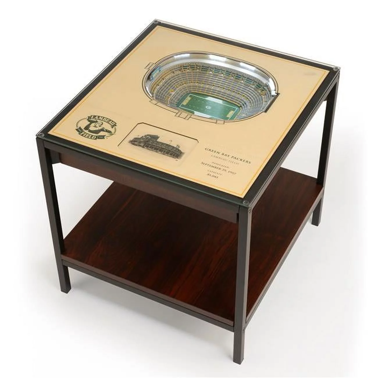 YouTheFan  25.5 x 19.5 x 3.5 in. NFL Green Bay Packers 25-Layer StadiumViews Lighted End Table - Lambeau Field
