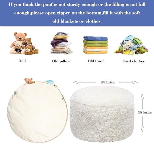 Ottoman Foot Rest, Home Decor, Bedroom Decor, Ideal for Living Room, Comfortable Floor Pouf,Foot Rest for Armchair Bean Bag,Floor Cushion, Footstool, 12x20 Inch (Dark Coffee Pouf with Filler)