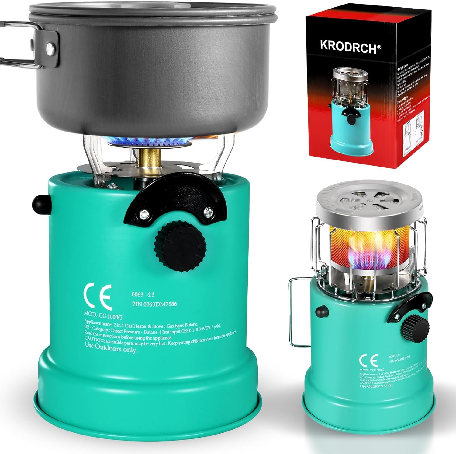 2 in 1 Portable Propane Heater & Stove,Outdoor stove with automatic igniter. for Camping Ice Fishing, Hunting Survival（Pot not included）