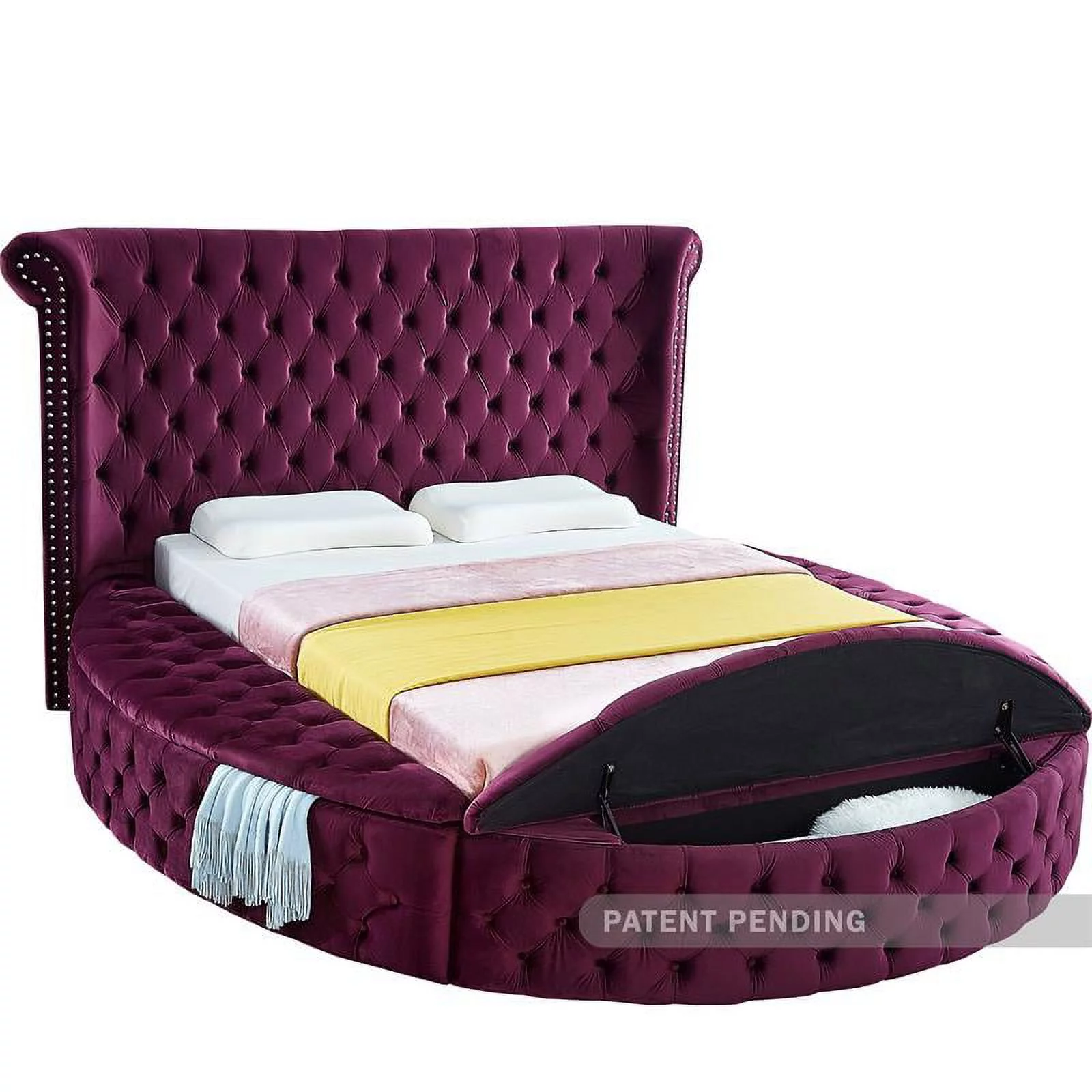 Meridian Furniture Luxus Purple Velvet Queen Bed