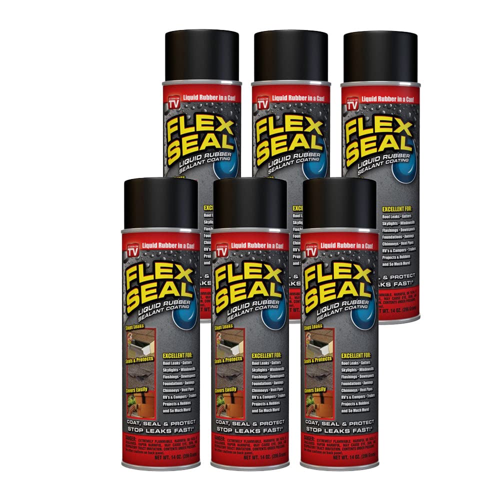 Flex Seal Spray Rubber Sealant Coating, 14-oz, Black (6 Pack)