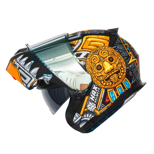 HAX Amatista Modular Flip-Up Dual Visor Motorcycle Helmet - DOT/ECE Approved, Lightweight, Comfortable, and Stylish Helmet for Men and Women (Matte Black L)