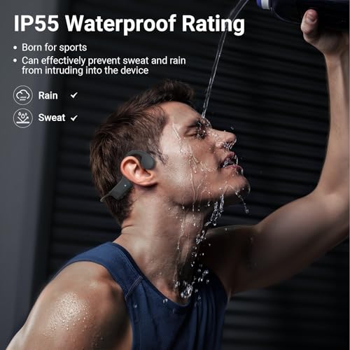 2025 New Bone Conduction Headphones，IP55 Waterproof Sports Headset，Ideal for Leisure，Running，Cycling，Equipped with Earplugs