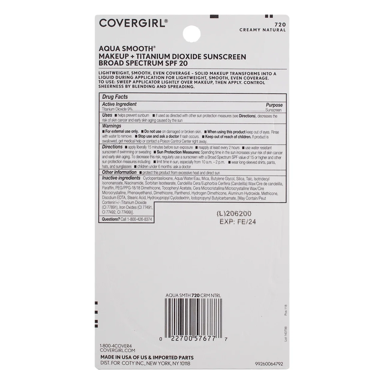 CoverGirl Smoothers AquaSmooth Compact Foundation, Creamy Natural [720] 0.40 oz (Pack of 6)